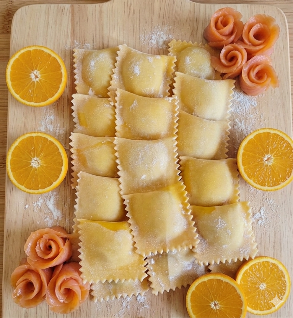 TORTELLI SALMONE AFFUMICATO E ARANCIA